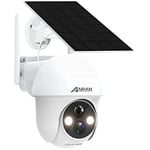 ANRAN 2K Security Camera Outdoor Wireless with 360° View, Solar Security Camera Outdoor with Smart Siren, Spotlights, Human Detection, 2-Way Audio, Color Night Vision, Work with Alexa, Q01 White