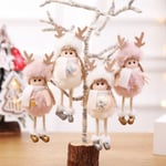 Fyra jul plysch änglar hängande ornament barn söt docka flicka present julgran hänge 15*6cm, 7cm lapp