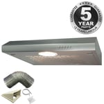 SIA STH60SS 60cm Stainless Steel Visor Cooker Hood Extractor Fan And 3m Ducting