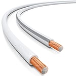 deleyCON 25m Cable pour Haut-Parleur 2x 2,5mm² Aluminium Revêtu de Cuivre CCA Marque de Polarité 2x50x0,25mm Brins BauPVO/CPR - Blanc