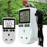 Timer Thermostat Electric Plug Digital Temperature Controller Sensor Socket UK