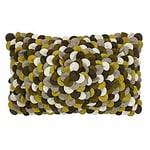 Riva Paoletti Pétales De Plumes Rempli Coussin Jaune, Brun, Vert, Gris Et Blanc - Texturé Sewn Pétales en Tissu - 60% Laine 40% Polyester - 30 X 50 Cm (12" X 20" Pouces) - Conçu Au Royaume-Uni, Laine