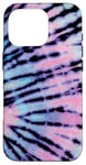 iPhone 16 Pro Cool Tiedye Sky Blue & Pink Black Hippie Punk Rock Tie Dye Case