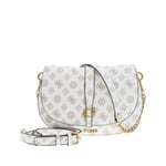 Sac porté épaule FEMME Guess blanc imprimé monogrammes beiges avec deux bandoulières