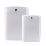 Sensio Home Value 2 Pack 12L+16L Waterproof Motion Sensor Trash Cans Dust Bins with Auto Lids, Automatic Garbage Bins for Bedroom Kitchen Bathroom Living Room Office, White with Grey coloured Trim