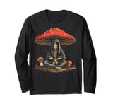 Cute Grim Reaper The Death Cottagecore Aesthetic Mushroom Long Sleeve T-Shirt