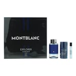 Montblanc Mens Explorer Ultra Blue Eau De Parfum 100ml, Eau De 7.5ml + Deodorant 75g Gift Set - One Size