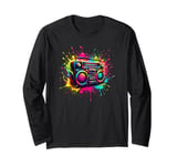 Splash Art Boombox Old School 80s Music Hip Hop Long Sleeve T-Shirt