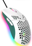 Wired Gaming Mouse,6 Rgb Lighting 6400 Dpi Programmable Usb Gaming Mice With 6 Buttons,Honeycomb Shell Ergonomic Design For Pc Gamers And Xbox And Ps4 Users -White Green