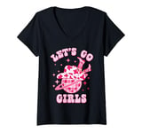 Womens Let's Go Girls Western Cowgirl Groovy Bachelorette Party V-Neck T-Shirt