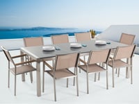 BACOLI Matgrupp 220 cm Beige + 8 Stolar - Matgrupper utomhus