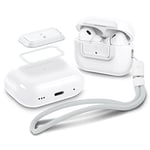 Spigen Lock Fit M [EZ FIT] Secure Lock Closure Protective Clip Compatible with AirPods Pro 2 (2023/2022) / AirPods Pro (2019) with Strap - White