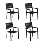 Relaxdays Lot de 4 chaises de Jardin, HxLxP: 90 x 53,5 x 59 cm, accoudoirs, métal, mobilier d’extérieur Moderne, Noir