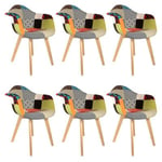 PATCHWORK - Lot de 6 Fauteuils Scandinaves Multicolore