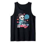 Book Reading Skeleton Death by Book Hangover Fun Books Lover Tank Top