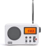 Radio Reveil -Ab1904 Fm/Am-Radio Portable De Bureau Design,Ecran Lcd Avec Lumiere,Antenne,Poste Radio,Haut-Parleur,4 Piles Aa,Cable Dc5V,Blanc(Fonction Radio Reveil)