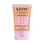 NYX Professional Makeup Fond de Teint Effet Flouté Bare With Me Blur, Couvrance Moyenne, Fini Mat Naturel, Niacinamide, Matcha & Glycérine, Hydratation Jusqu'A 12H, Teinte : Soft Beige (06)