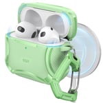 ESR Coque pour AirPods 4 (HaloLock), Compatible avec Les AirPods 4 Génération (2024), Compatible MagSafe, Protection Puissante Anti Chutes, Couvercle Magnétique, Série Cyber, Vert Clair