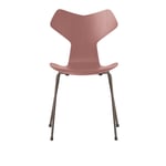 Fritz Hansen - 3130 Grand Prix, Lackad, Wild Rose, Underrede Brown Bronze - Spisestoler - Arne Jacobsen - Rosa - Metall/Tre