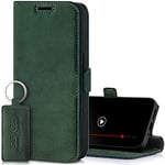 SURAZO Étui de Protection Fin magnétique pour Samsung Galaxy A25 - en Cuir véritable - avec Compartiment pour Cartes - Protection RFID - À Rabat - en Cuir véritable (Vert foncé)