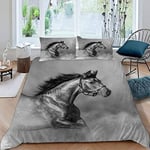 RFFLUX 3D Microfibre Housse de Couette Cheval 140x200 cm 1 Personne 3 Pièces Ultra Doux Cheval Noir Parure de Lit avec Fermeture éclair Enfant GarçOn Fille avec 2 Taies d'Oreillers 50x75