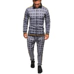 XIKONG Mens Plaid Casual Zip Schecksuit Set, Jogging à Manches Longues de Jogging Bas d'athlétisme Stand Collier Sport Jacket Bouffon côtelé et Ourlet XL