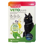 BEAPHAR – VETOPURE – Collier répulsif antiparasitaire réflechissant pour Chat et Chaton – Extraits de Margosa & Lavandin – Contre Puces, Tiques et Moustiques – Protection 3 Mois – Collier Noir de 35cm