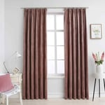 vidaXL Blackout Curtains 2pcs with Hooks Velvet Antique Pink 140x245cm NEW