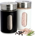 KADAX Salt and Pepper Shakers 90 ml, Stainless Steel Black White