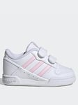 adidas Originals Unisex Infant Team Court 2 Velcro Trainers - White/pink, White/Pink, Size 5 Younger