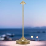 bravzurg Lampe de table LED sans fil rechargeable, 6000mAh lumiere bureau tactile exterieur, metal, design modern, dimmable, étanche, lampe poser pour chevet, interieur, terrasse, restaurant (Bronze)