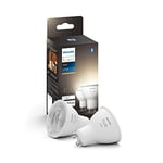 Philips Hue New White Smart LED Light Bulb 2 Pack [GU10 Spot] with Bluetooth Works with Alexa, Google Assistant, Apple Homekit for Indoor Home Lighting