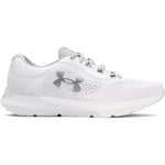 Under Armour UA W Charged Rogue 4 Chaussures de sport pour femmes, baskets légères et respirantes, blanc/gris /argent