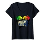 Womens Hip hop dance street art graffiti spray paint dancing dancer V-Neck T-Shirt