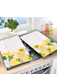 Wenko | Quality | Set of 2 Universal Gas Electric Induction Hob Stove Covers Chopping Board Worktop Surface Protectors | Lemon