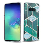 cadorabo Coque pour Samsung Galaxy S10 en Marbre Or Blanc Vert foncé no.6 - Housse Protection en Silicone TPU en Motif Mosaïque - Ultra Slim Fin Gel Case Cover Bumper