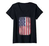 Womens BTC Bitcoin American Flag distressed Crypto Revolution V-Neck T-Shirt