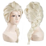 Blonde Wig Elsa Fancy Dress Costume Princess Frozen Beautiful Snow Queen Braid