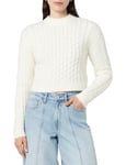 The Drop Pull Court pour Femme, en Maille Torsadée Corey, Blanc Whisper, Taille XXL Grande Taille