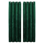 Hafaa Emerald Green Blackout Curtains for Bedroom – 90x90 Crushed Velvet Curtains for Living Room – Eyelet Room Darkening Curtains with 2 Tie Backs – (228cm x 228cm)