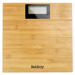 Beldray LA086495TS2 Pèse Personne Numérique en Bambou, Balance Personnelle Électronique Résistant à l’Eau pour Salle de Bain, Écran LED Facile à Lire, Mesures Poids en KG/lbs, Capacité Max. 180KG