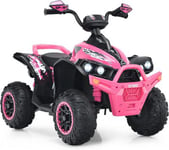 Quad électrique Enfant 2 Vitesses Réglables Voiture électrique 1 Place avec Lumières LED Musique Rose