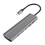 LogiLink UA0415 - Hub USB 3.2 Gen2 Ultra Fin, 2 Ports USB-A, 8 Ports USB-C, avec PD (Power Delivery), 100 W, Gris sidéral