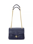 Lauren Ralph Lauren Bradley Leather Small Shoulder Bag, Refined Navy/Gold