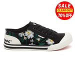 Rocket Dog Jazzin Womens Floral Embroidered Low Fashion Designer Trainers Black