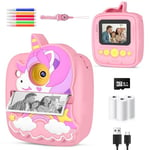 Kids Camera Instant Print,Birthday for 3 4 5 6 7 8 9 Year Old Boys Girls,48MP & 1080P HD Kids Digital Camera with 32GB SD Card & 3 Rolls Paper