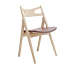 Carl Hansen - CH29P Sawbuck Chair, Vitoljad Ek, Lädergrupp C Sif - 93 - Matstolar - Hans J. Wegner - Träfärgad - Läder/Trä