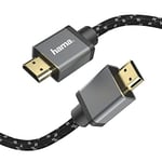 Hama Câble HDMI (Cable HMDI ultra haute vitesse, Certifié, Mâle-Mâle, Ultra HD, 8K@60 Hz /4K@120Hz, 2.0m, Garantie 30ans, résolution 7680x4320pixels, EARC supportant les formats audio) Gris Noir