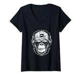 Womens Monkey Cool Chimpanzee Sunglasses Headphones V-Neck T-Shirt