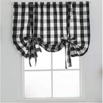 MAZS Plaid Print Blinds Short Window Curtain with Hole Adjustable Blinds Blackout Drapes for Room Kitchen